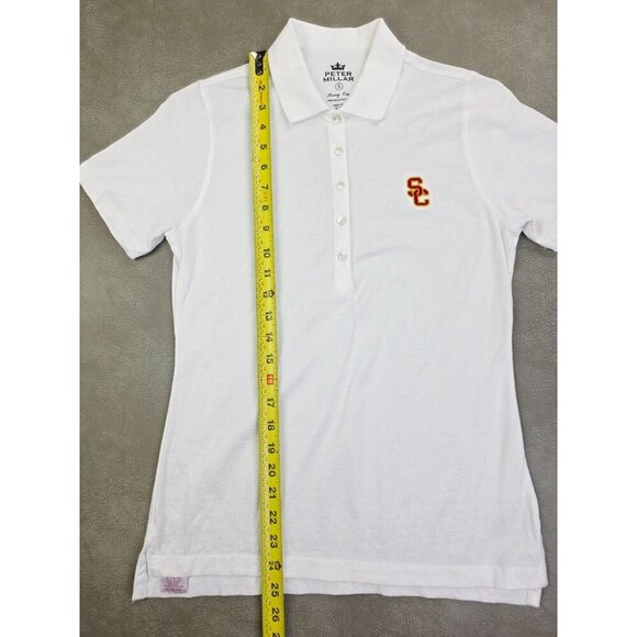 Peter Millar Luxury Cotton Small White Womens USC Embroidered Chest Logo Polo - Picture 2 of 8